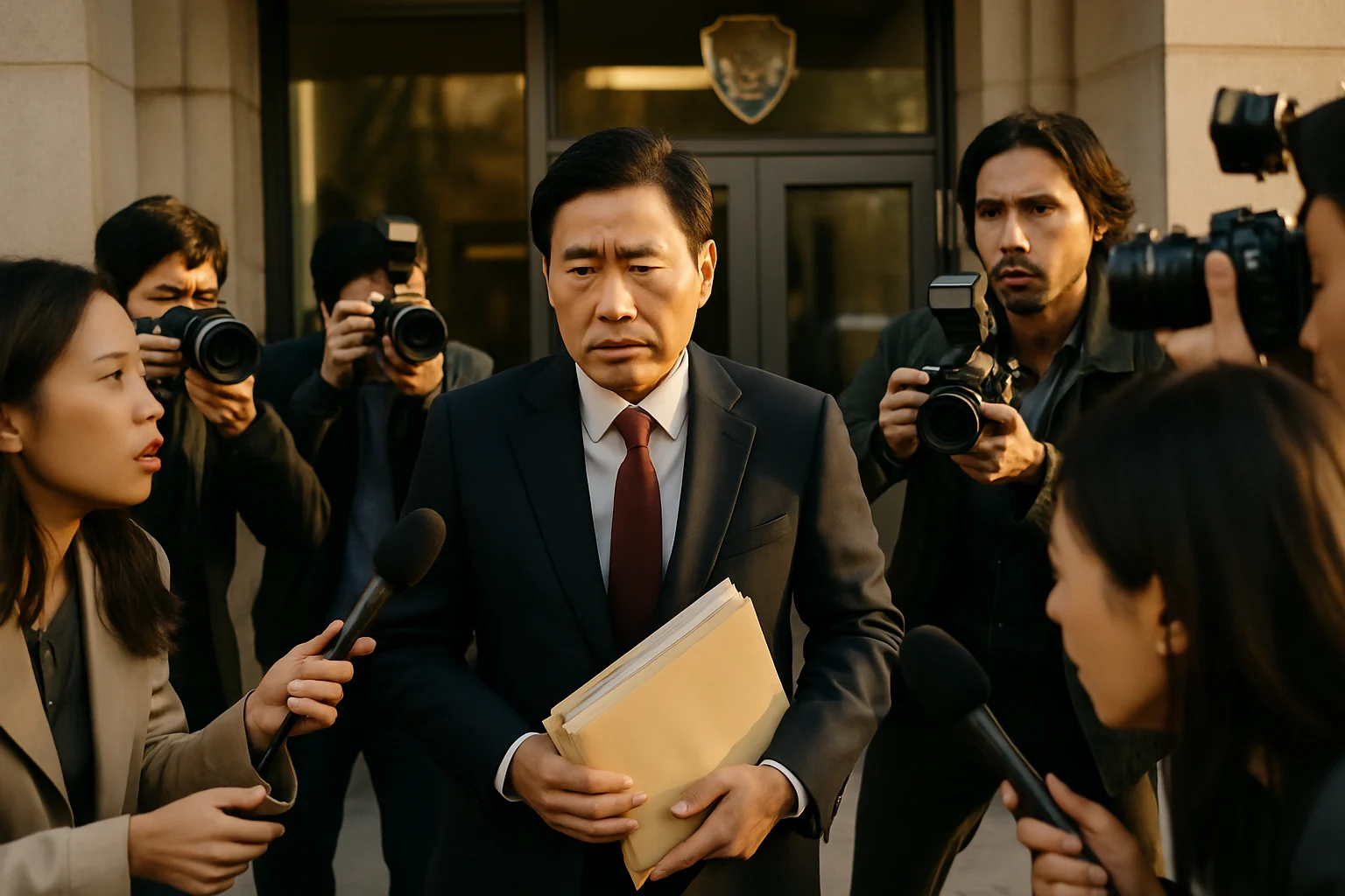 金溥聰在刑事局外接受媒體採訪說明AI抹黑事件