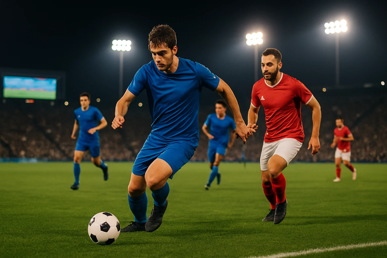 喀麦隆球员在中场组织进攻的战术配合画面