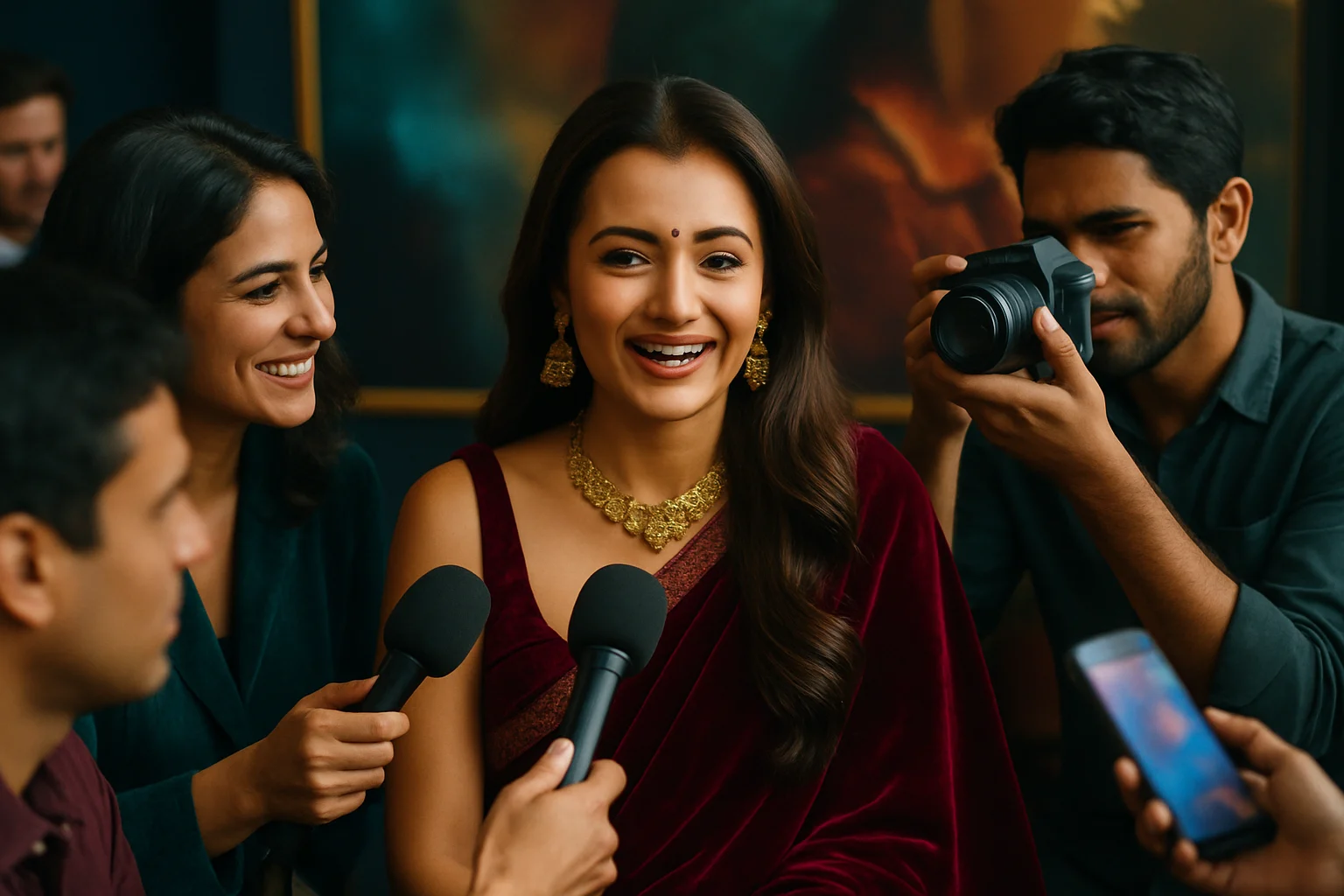 त्रिशा कृष्णन Thug Life film press event में, 2026, Kamal Haasan के साथ