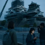 熊本市中心部の現代的な街並みと熊本城が調和する風景