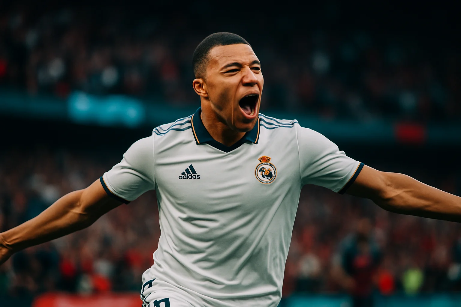 Mbappé ăn mừng bàn thắng trong màu áo Real Madrid năm 2025, chuẩn bị phong độ cho World Cup 2026