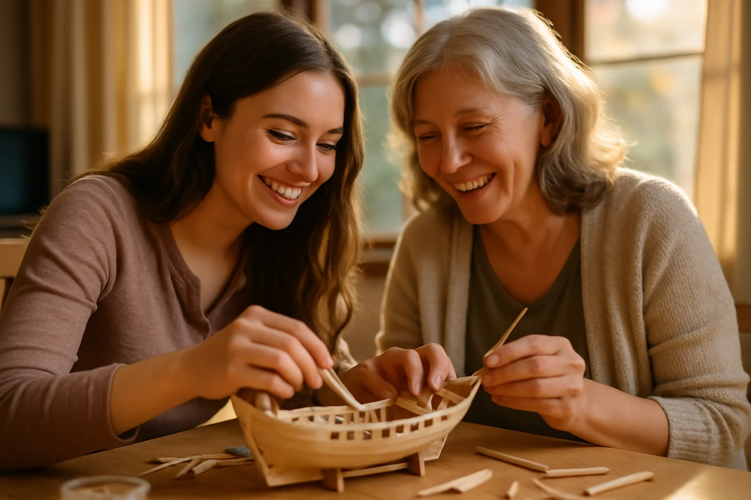 母女两人一起面对困难的温馨画面