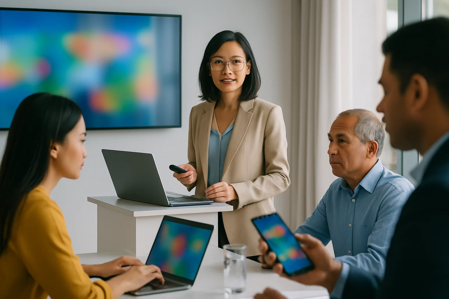 Công nghệ hiện đại được ứng dụng trong hội nghị quán triệt nghị quyết với màn hình tương tác và kết nối trực tuyến