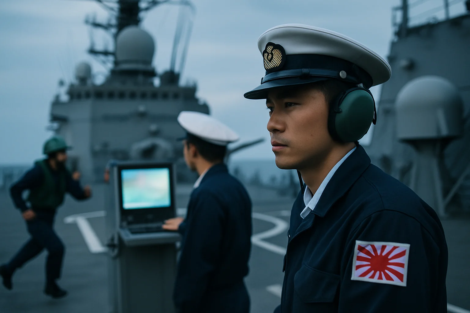 日本海上自卫队舰艇航行示意图与台湾海峡地理位置标注