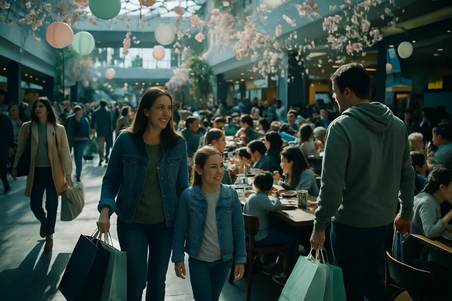 春假清明连休期间全国各地商圈人流涌动的热闹场景