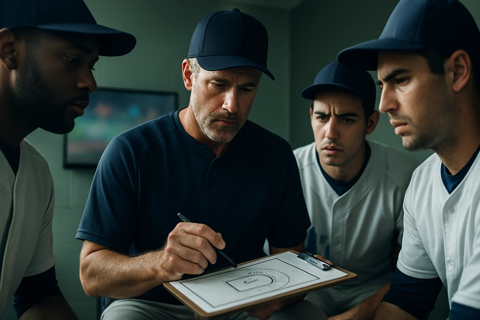 平野惠一與中信兄弟球員在訓練場討論戰術