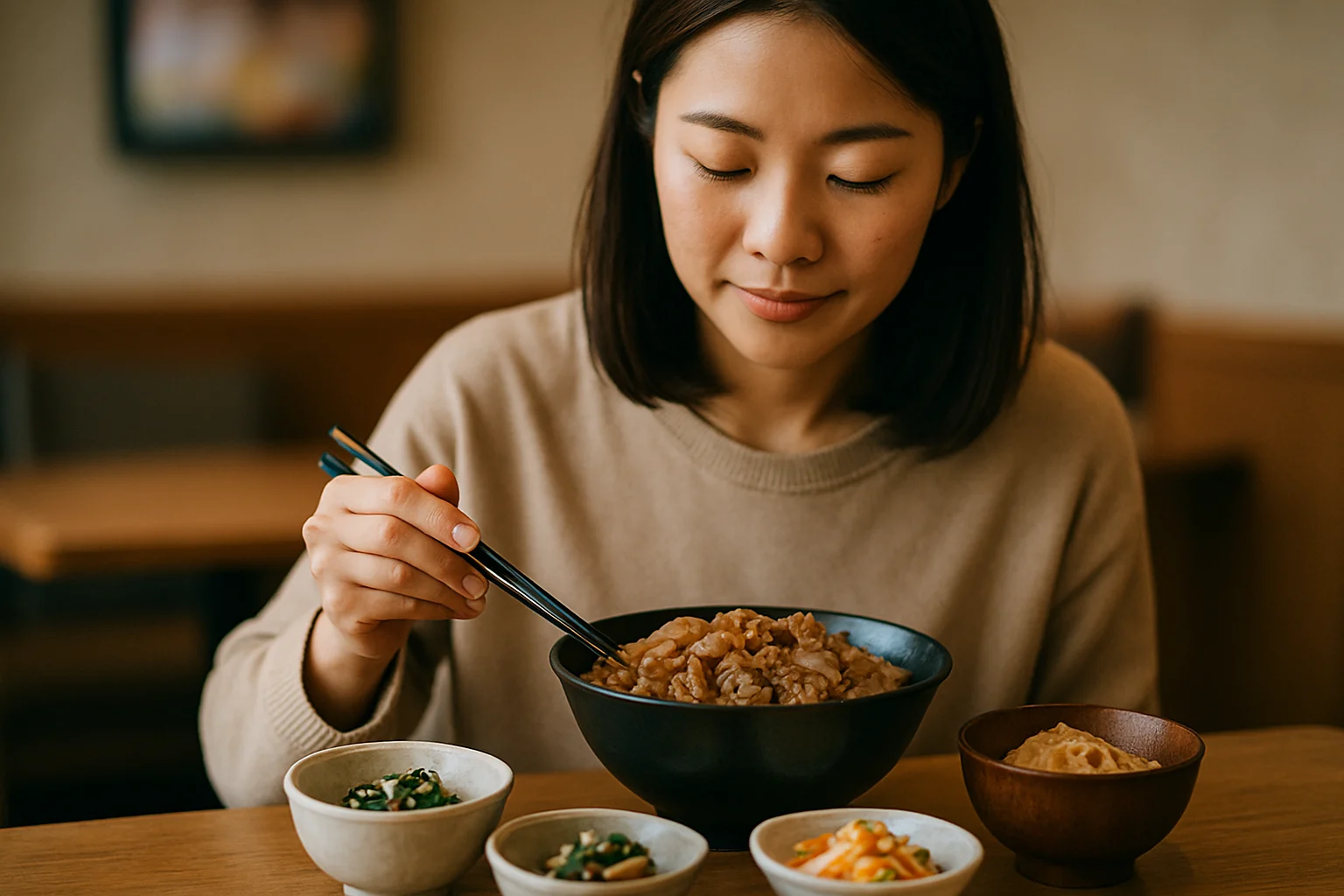 すき家夜すきセット 牛丼とサイドメニューが並んだ完成形