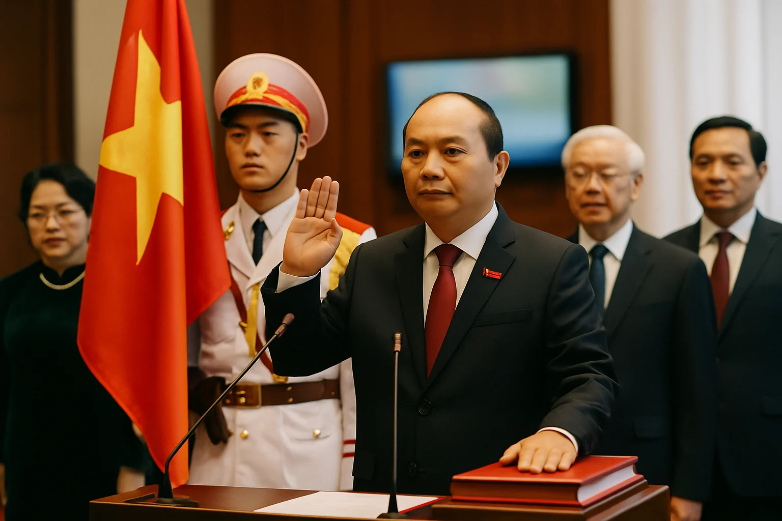 苏林在越南国会宣誓就任国家主席的现场画面