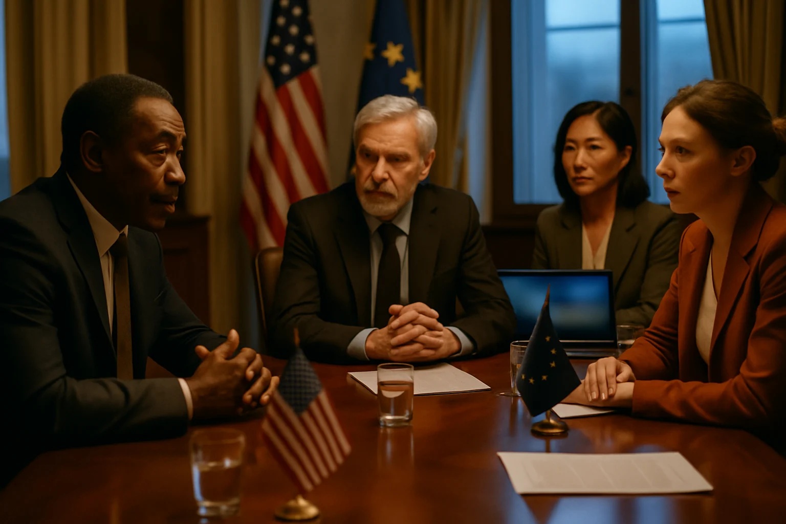 中俄外长在北京举行会谈的会议室场景