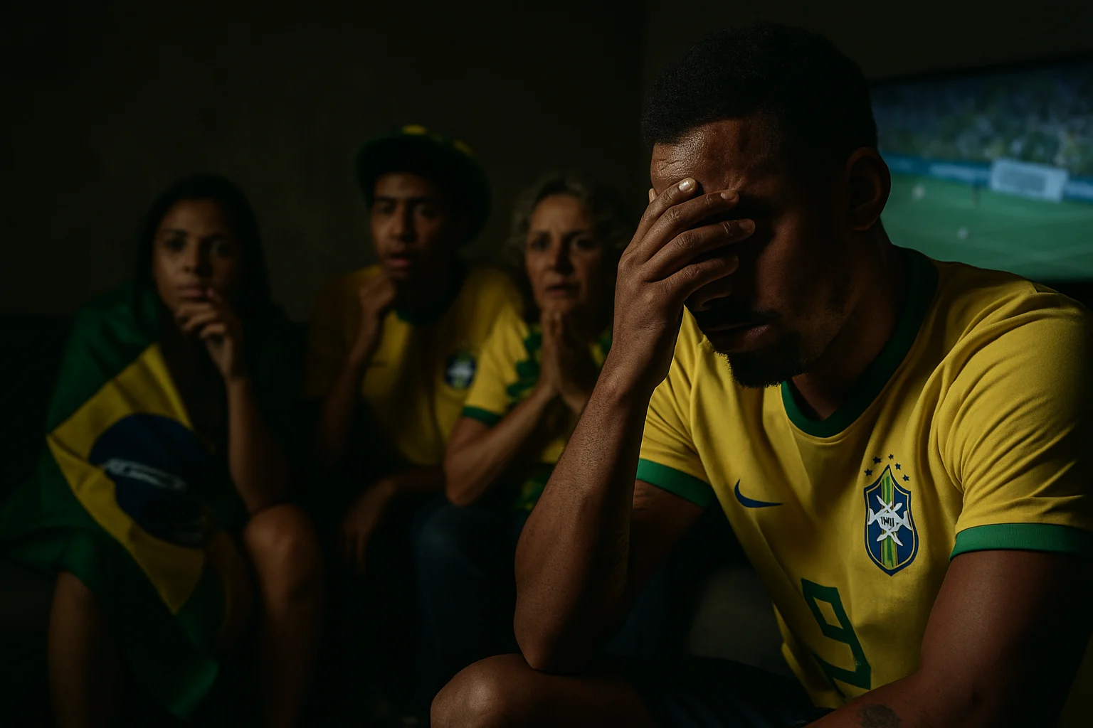 巴西隊球員在世界盃比賽中慶祝進球的畫面