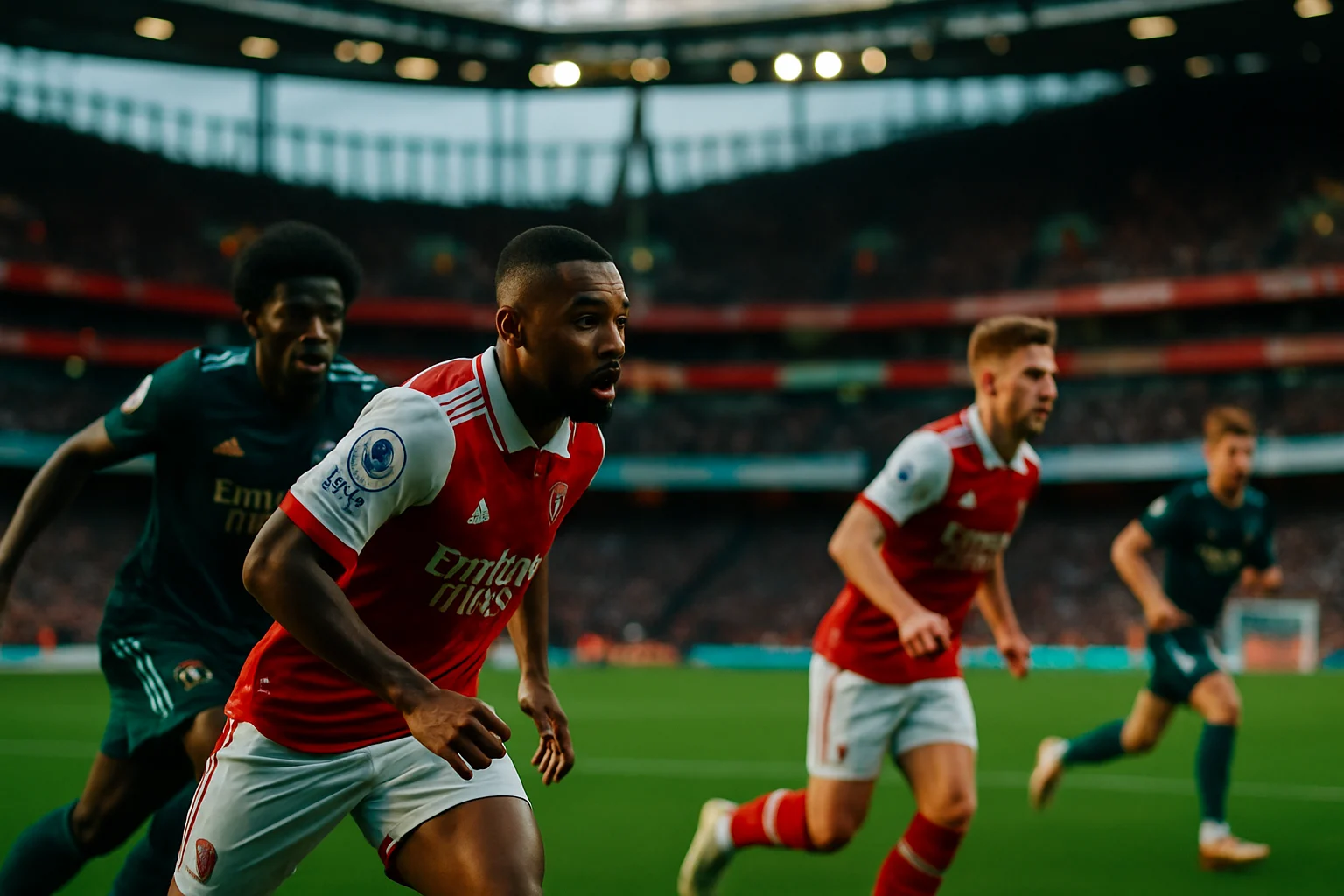 Sân Emirates Stadium trong trận đấu Premier League 2025/26, Arsenal đang bảo vệ ngôi đầu bảng xếp hạng Ngoại hạng Anh