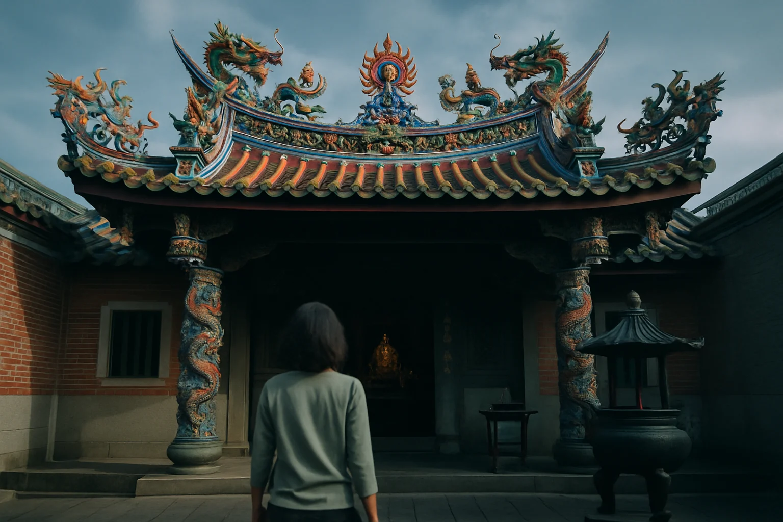 白沙屯媽祖粉紅色鑾轎內供奉的三尊媽祖神像