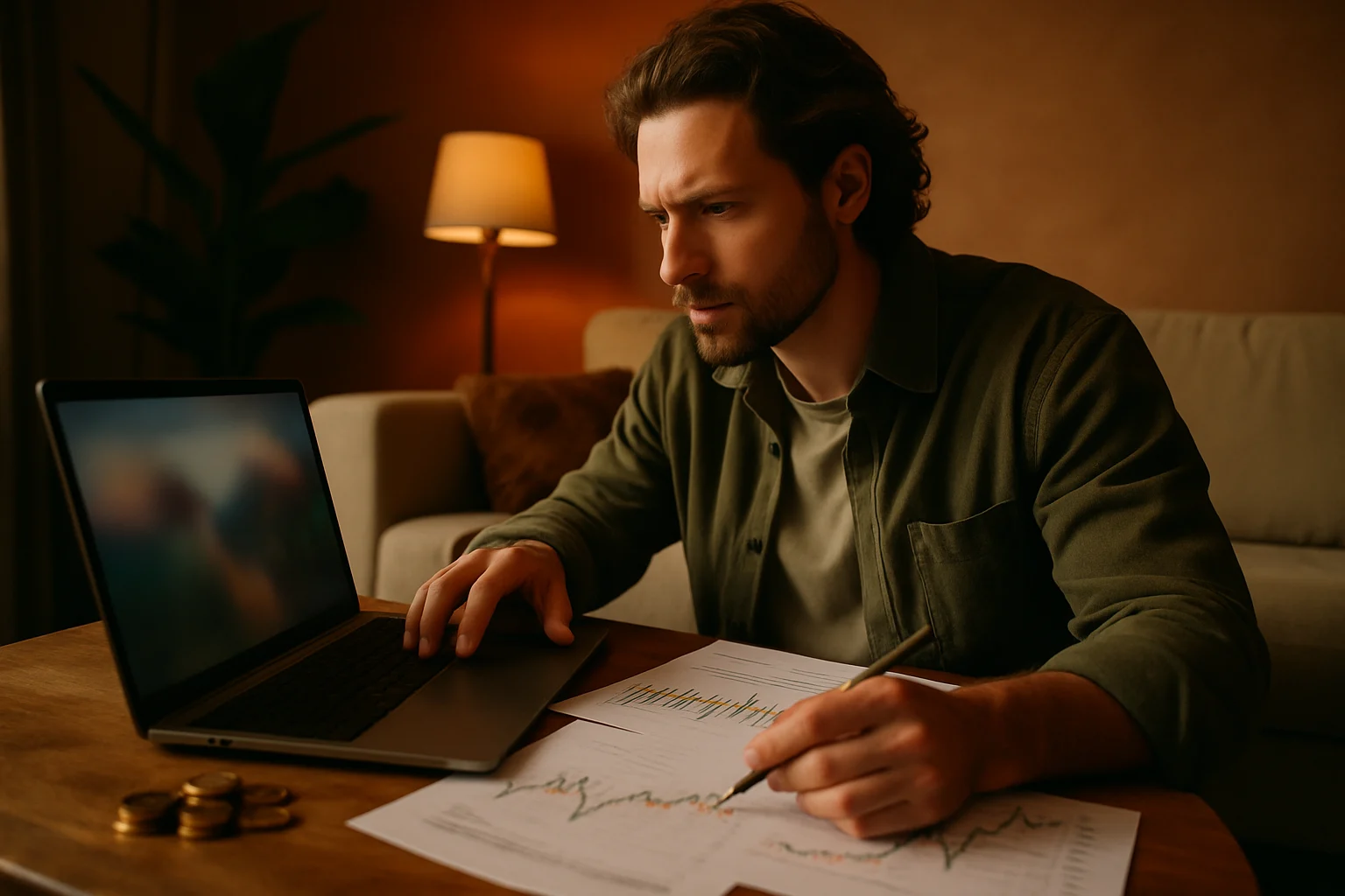 投資人看著電腦螢幕上的台股大盤走勢圖,表情凝重