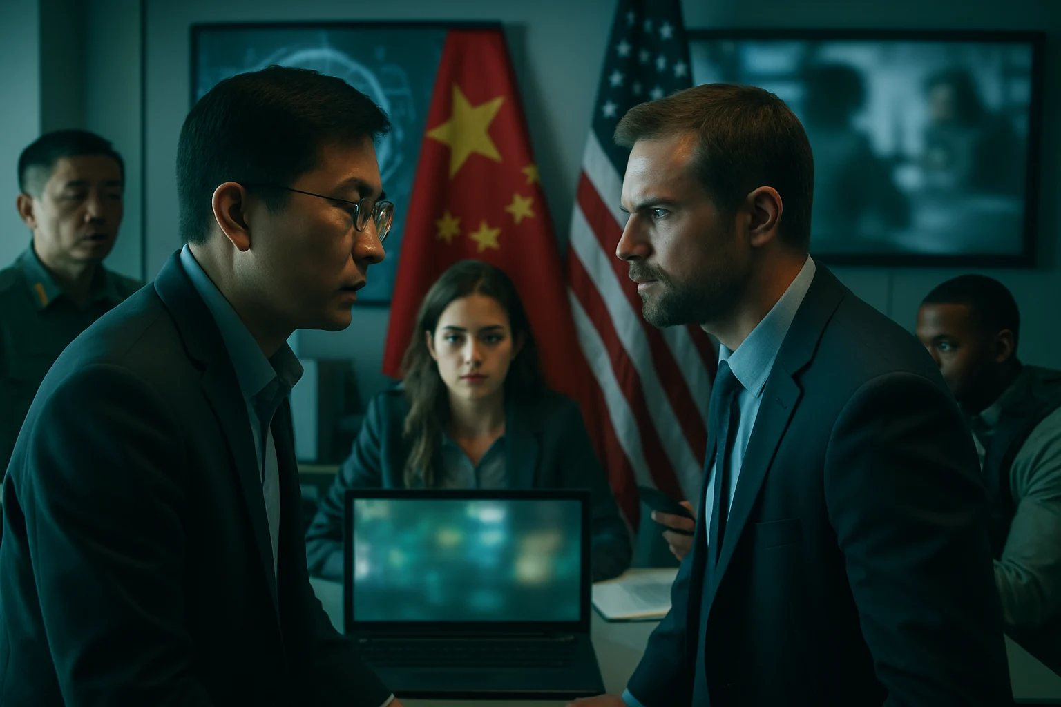 中美AI技术主权博弈示意图,外资收购中国AI公司受到安全审查拦截