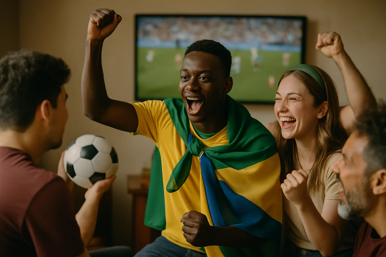 2026世界盃足球賽台灣球迷早晨在電視前觀看直播畫面