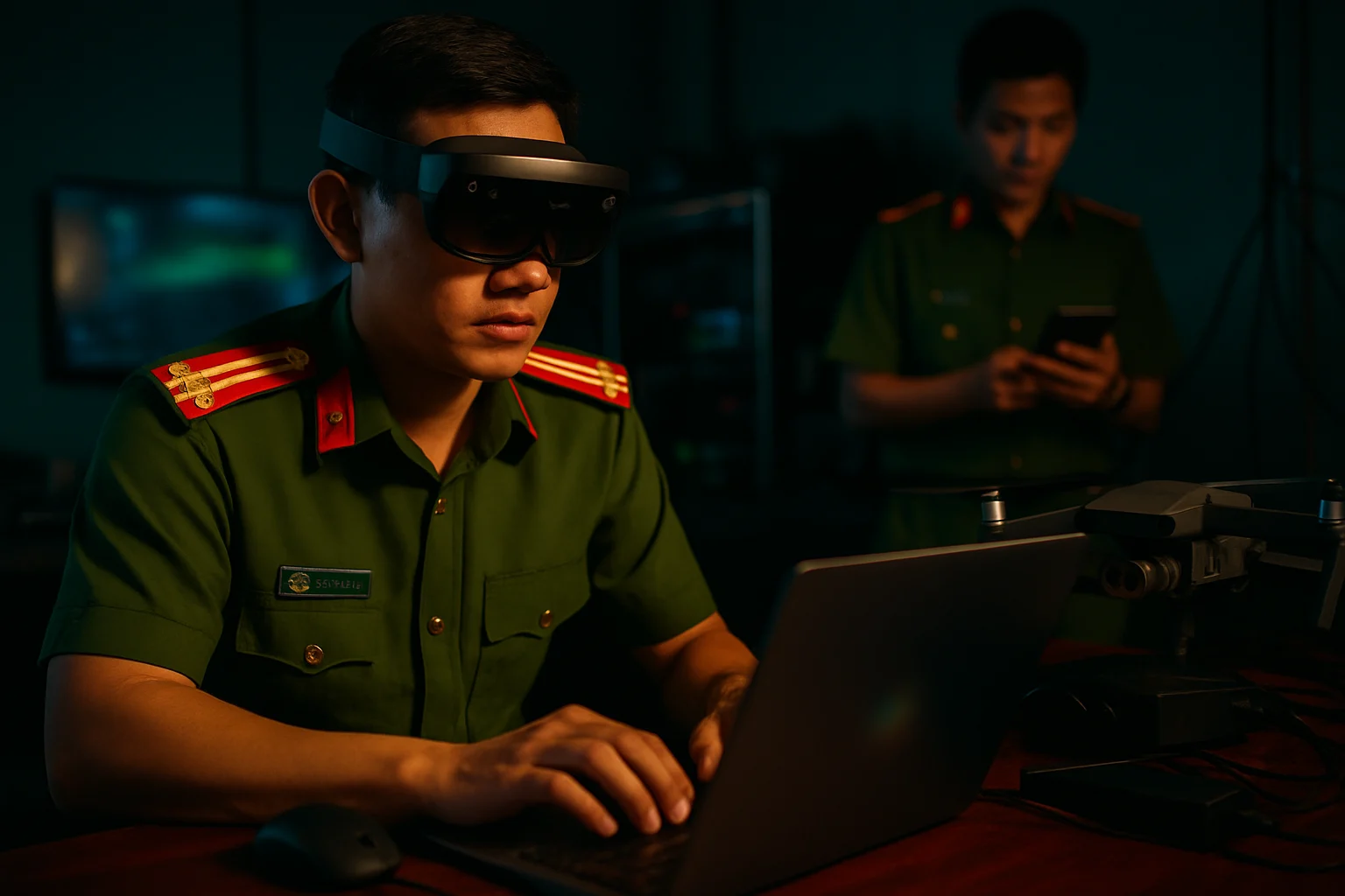 Lực lượng công an sử dụng thiết bị công nghệ cao trong điều tra