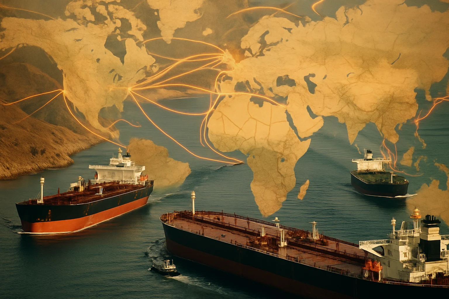 霍爾木茲海峽油輪通行與全球石油運輸路線圖