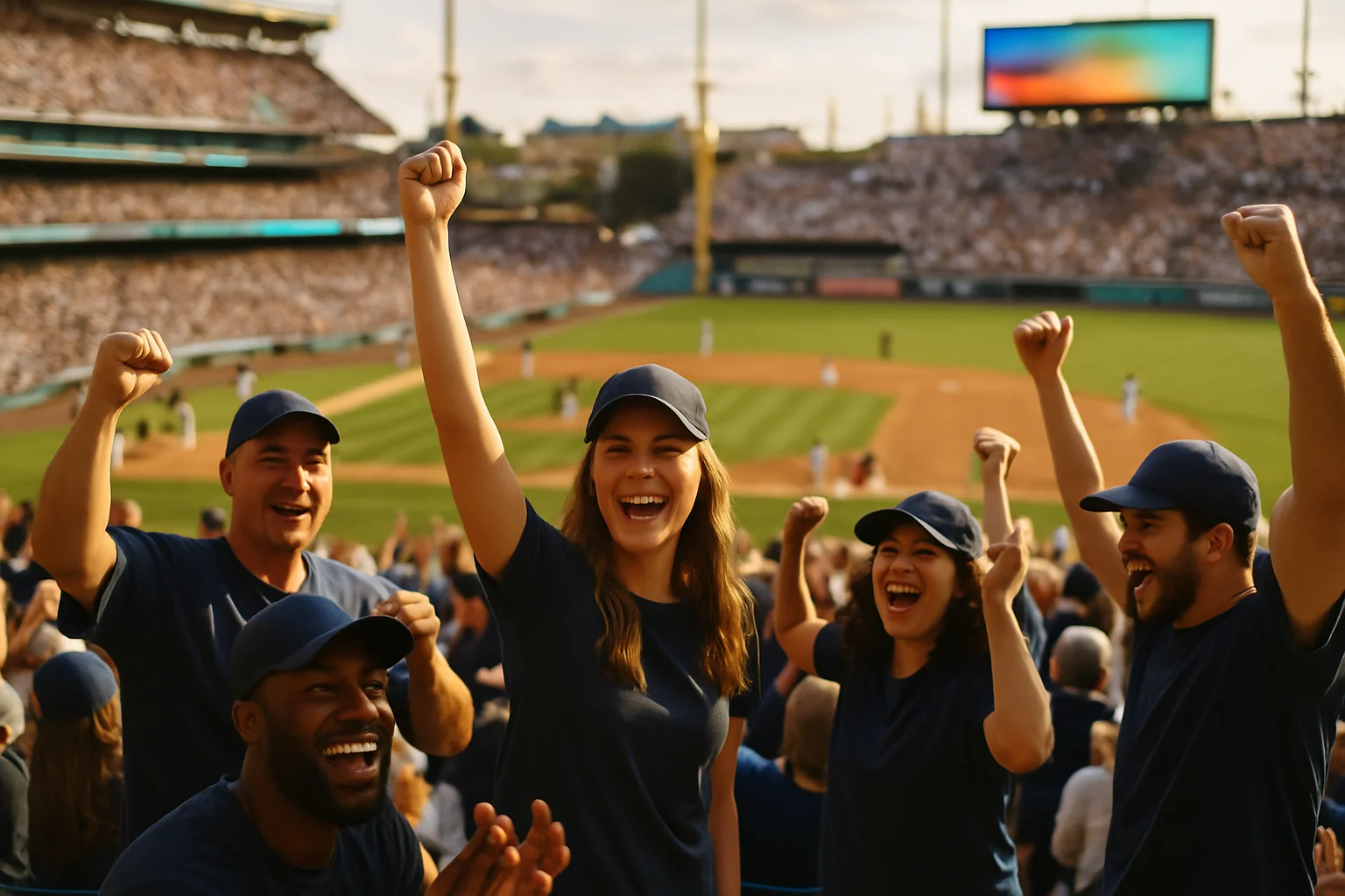 世界大賽球場內球迷熱烈歡呼慶祝場面