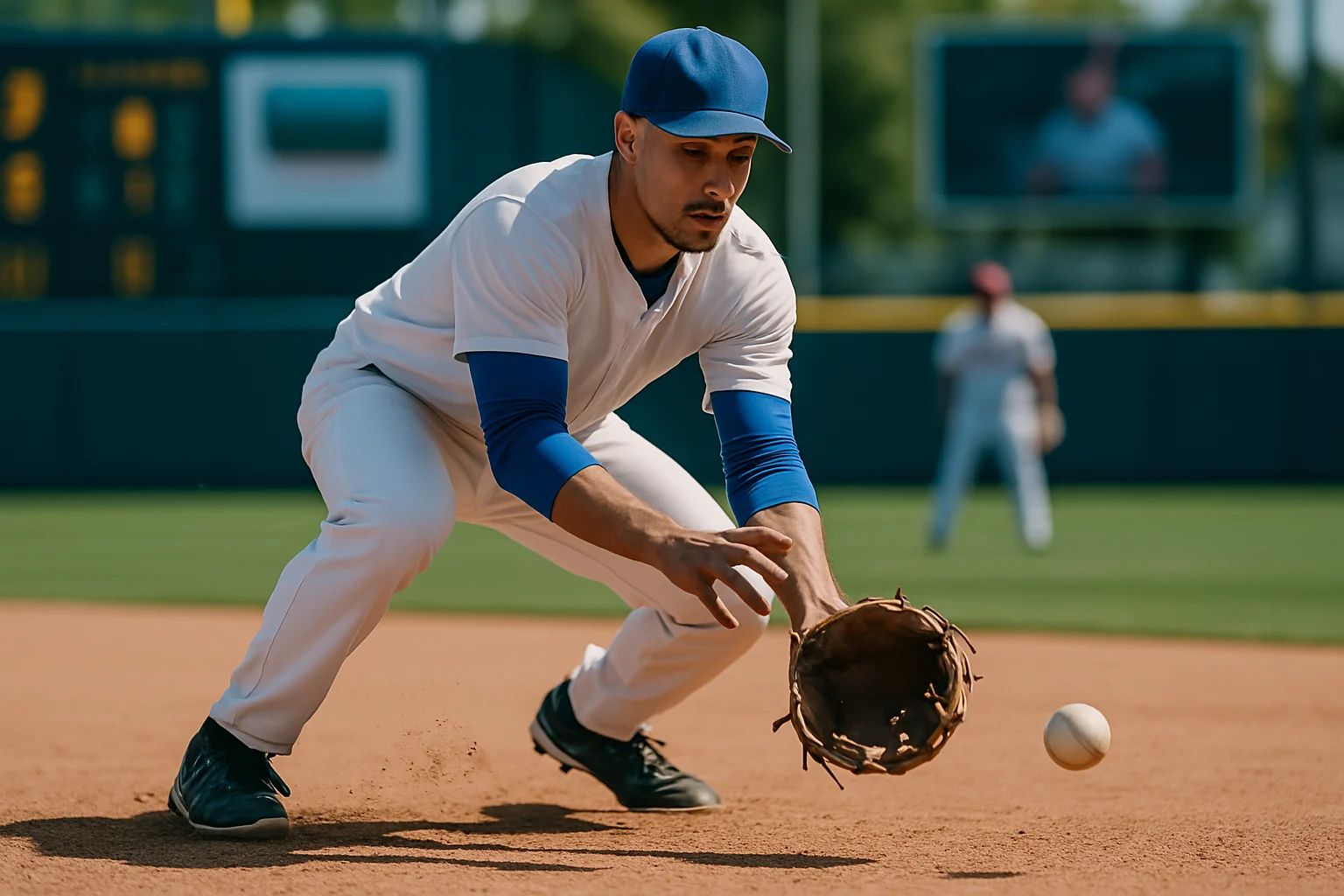 棒球游擊手在內野奔跑接球展示守備範圍與進階守備統計概念