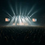 台北大巨蛋外觀夜景燈光秀與國父紀念館對望