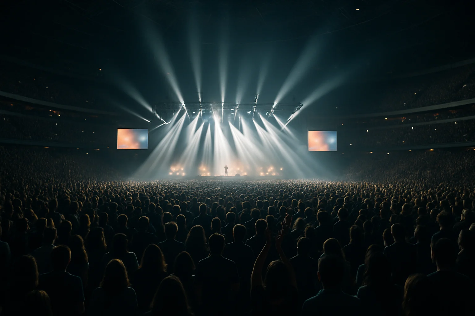 台北大巨蛋外觀夜景燈光秀與國父紀念館對望