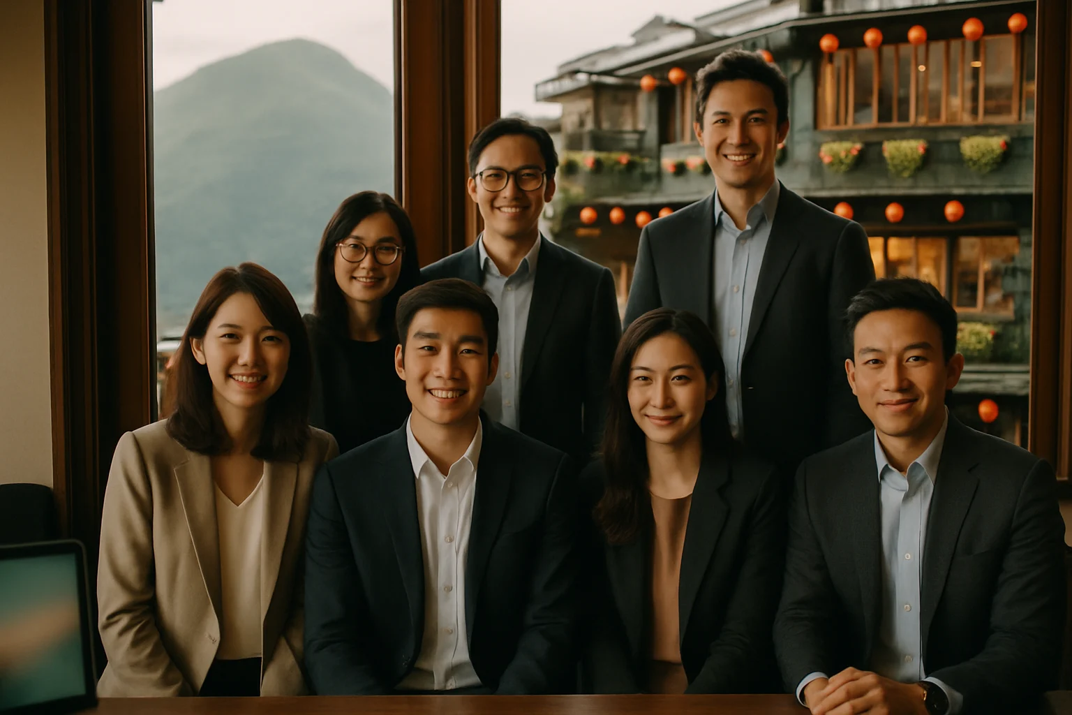 企業員工旅遊團體在台灣知名景點合照留念