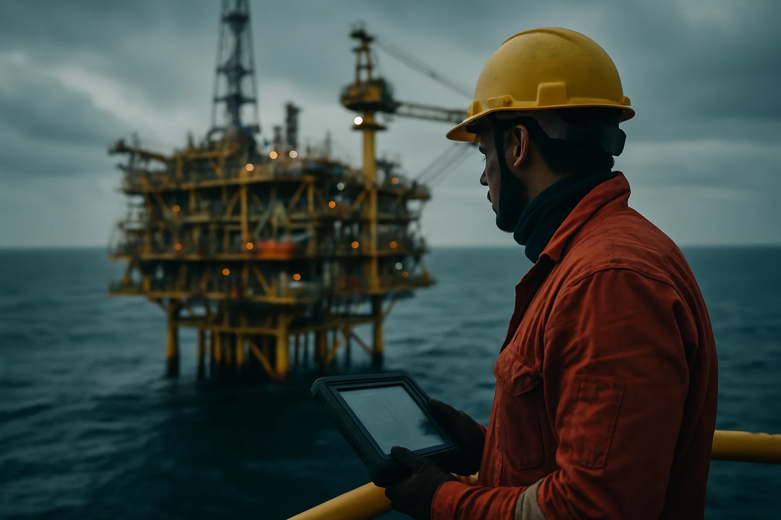 深海一号超深水大气田平台在南海海域作业的航拍画面