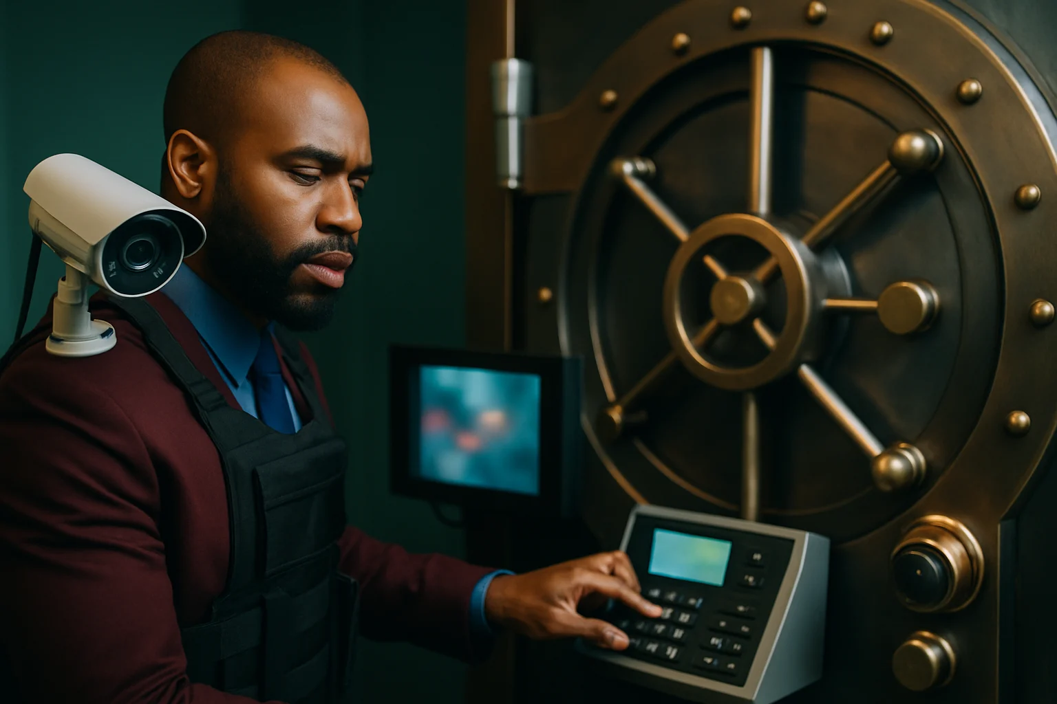 銀行保險箱和安全防護設備展示金融安全措施