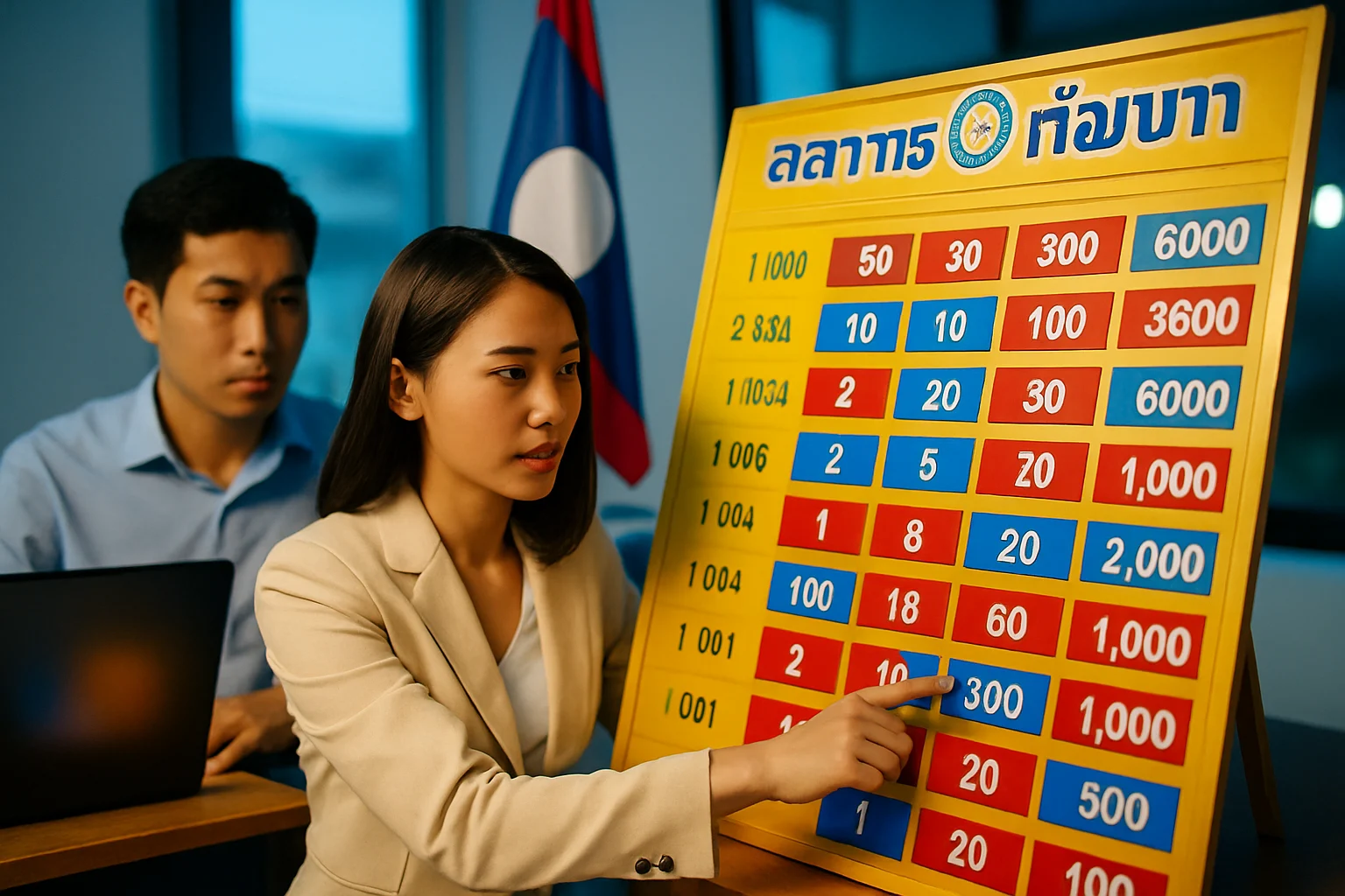 ตารางแสดงโครงสร้างรางวัลสลากพัฒนาลาว แยกตามประเภทเลข 2 ตัว 3 ตัว 4 ตัว และ 6 ตัว พร้อมอัตราเงินรางวัล