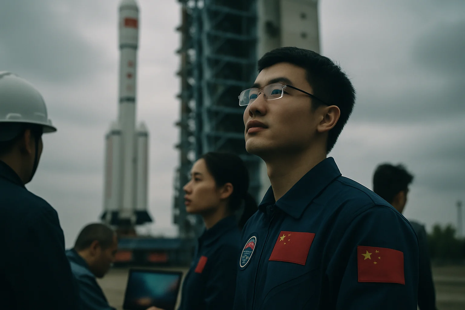 中国空间站天和核心舱在太空中运行的壮观景象