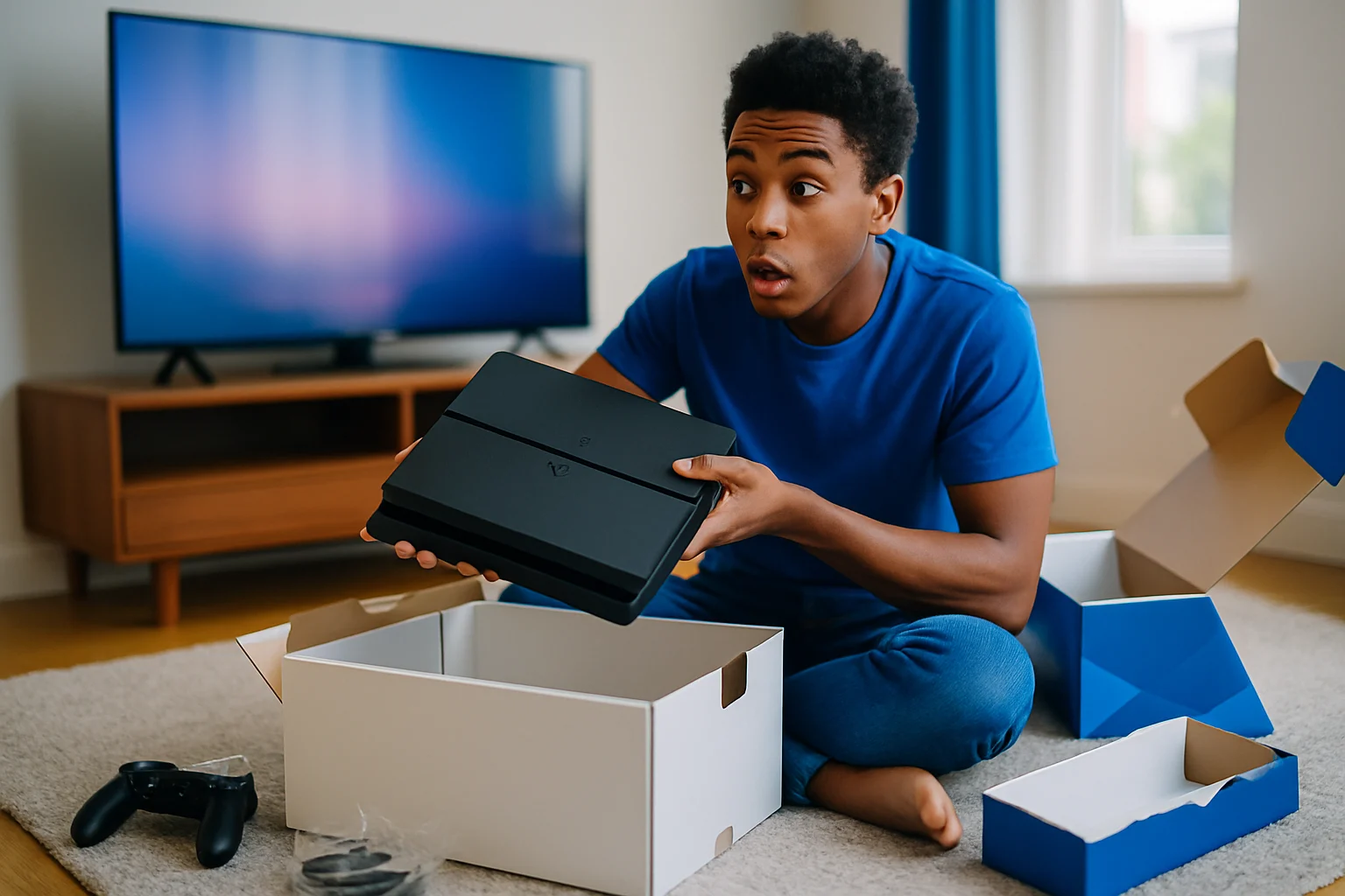 PS4 Slim主機連接電視HDMI並開機顯示PlayStation主畫面