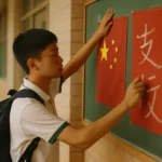 台湾新北市初中校园内张贴五星红旗事件现场