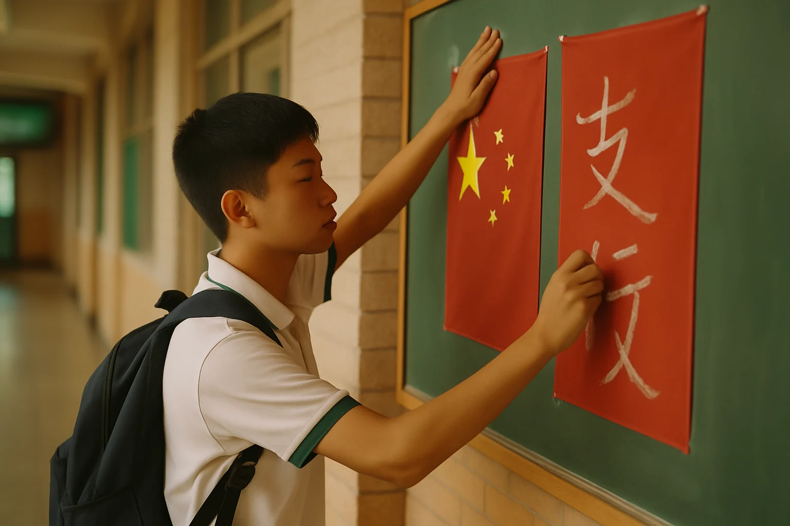 台湾新北市初中校园内张贴五星红旗事件现场