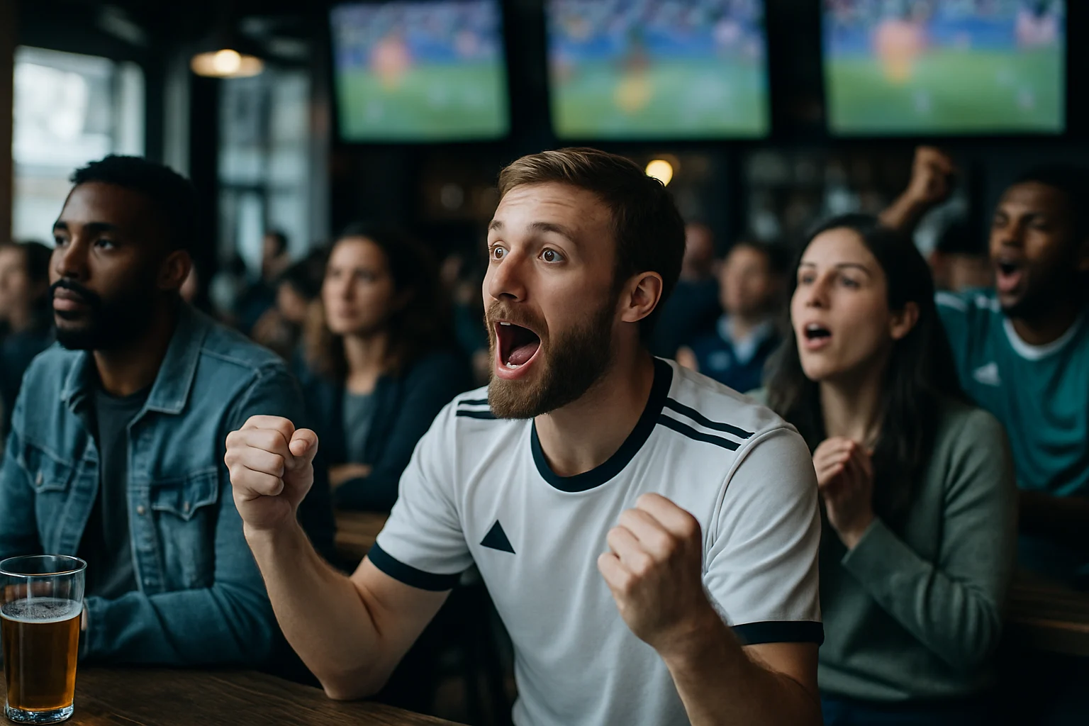 台灣球迷在運動酒吧觀看世界盃比賽的熱鬧場面