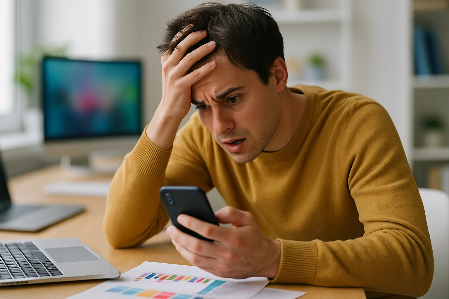 新手用手機APP下單買台股股票的畫面,螢幕顯示台積電股價走勢圖