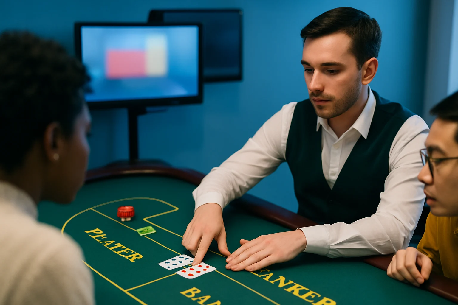 百家樂牌桌莊閒下注區域示意圖,新手百家樂教學入門