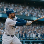 Max Muncy在道奇球場揮棒瞬間，展現完美的長打姿勢