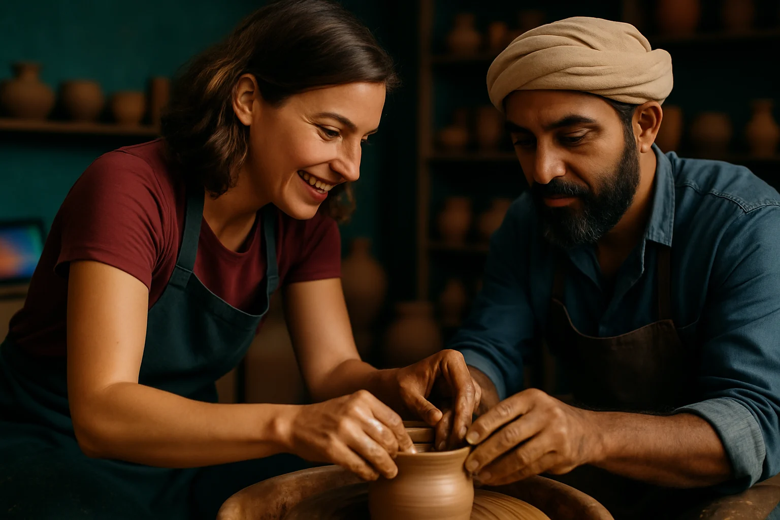 长沙老街非遗手作体验店内游客参与陶艺制作,体现从买东西到享生活的消费升级场景