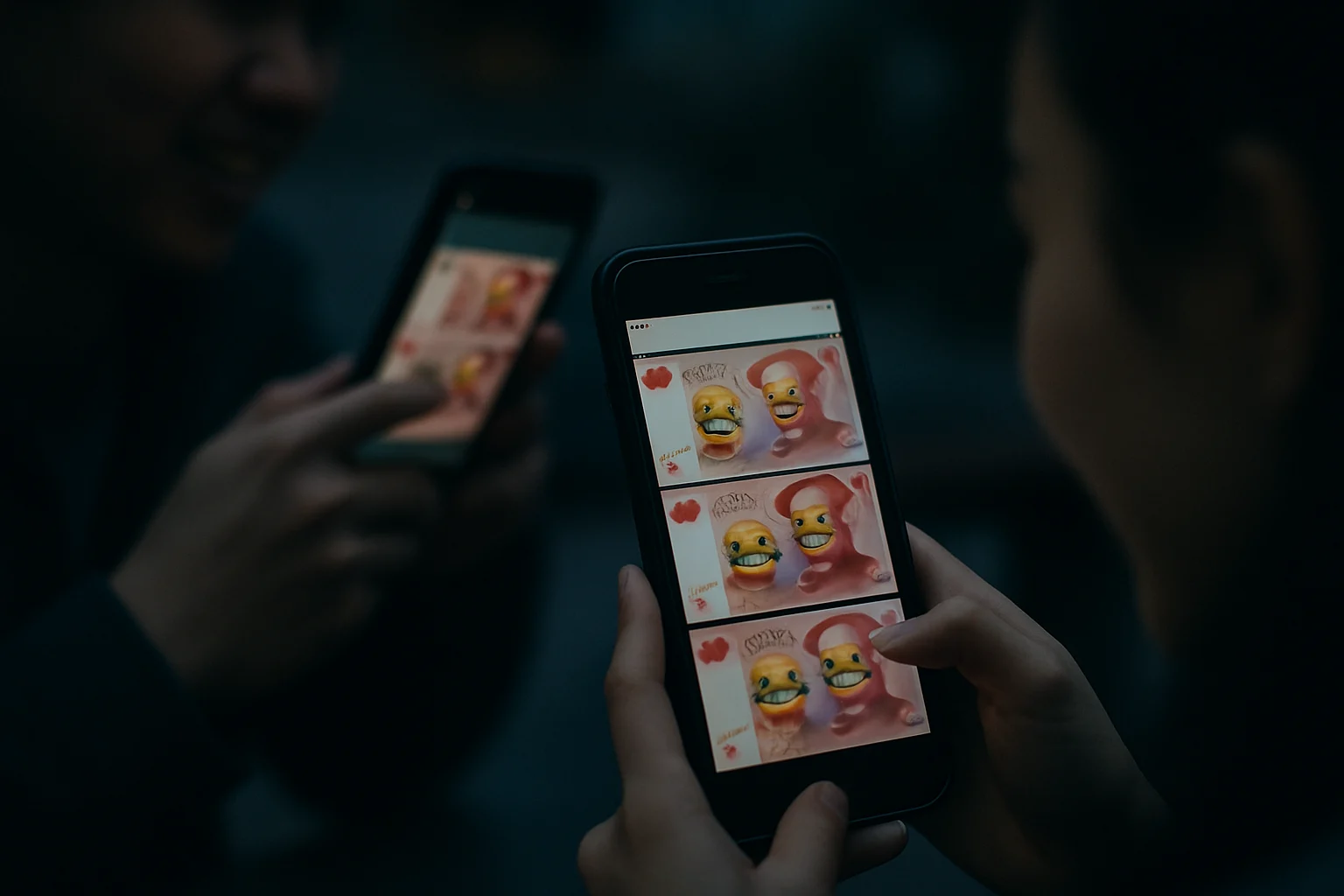 网友在社交媒体上分享人民币表情图案的截图合集