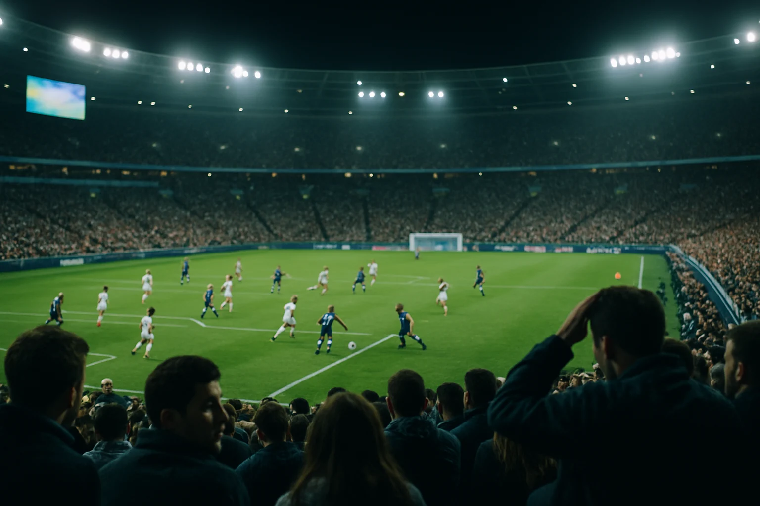 球迷在體育場內使用AR技術觀看球員即時數據和比賽分析