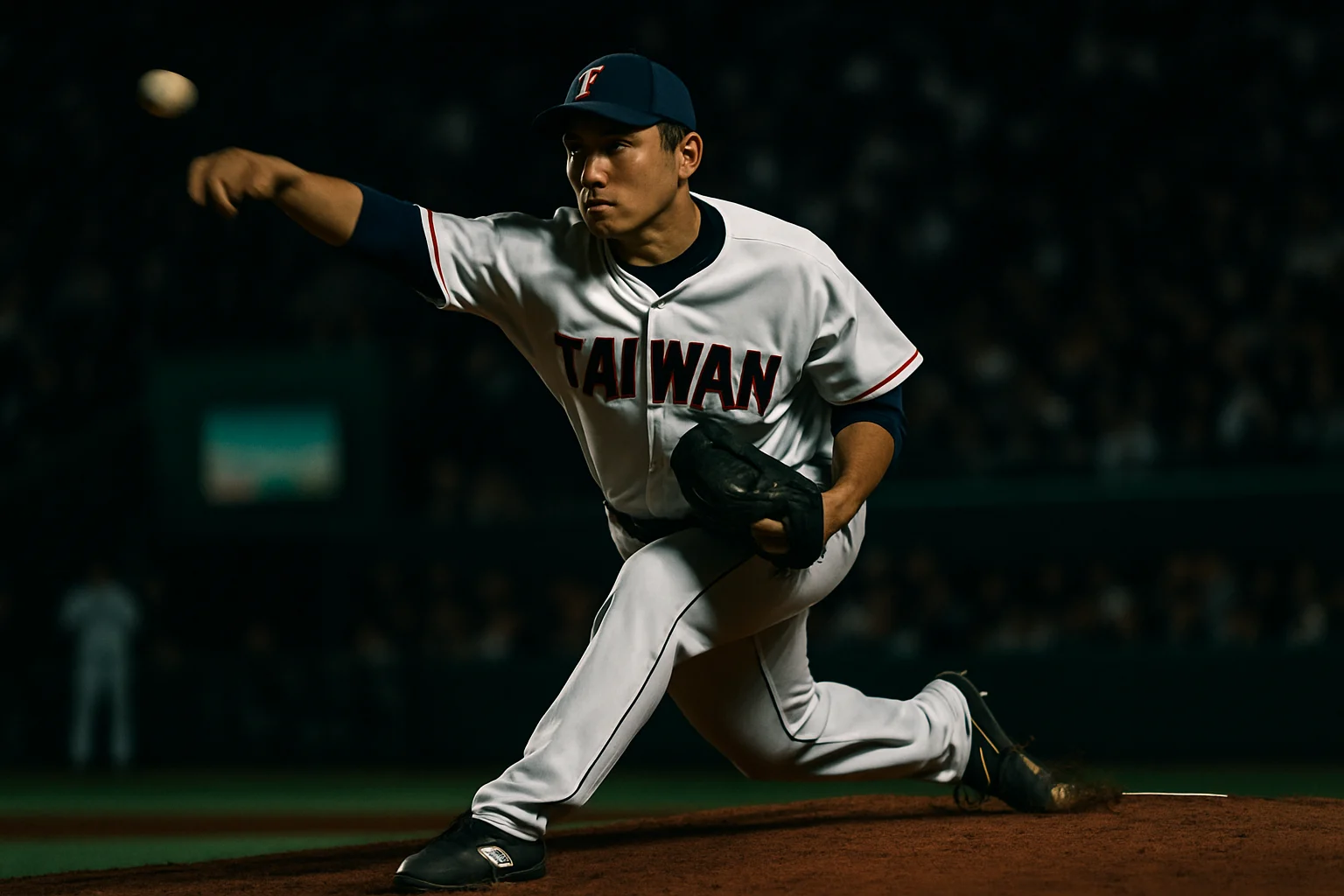 徐若熙在日職比賽中投球的專注神情,展現台灣投手的職業素養