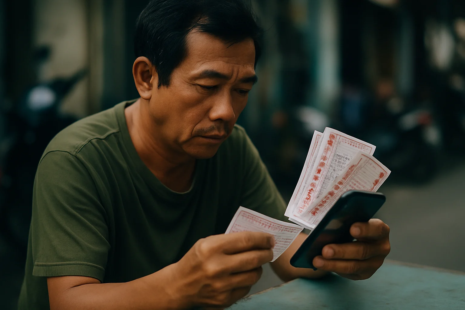 Người chơi đang kiểm tra kết quả xổ số miền Nam trên điện thoại thông minh