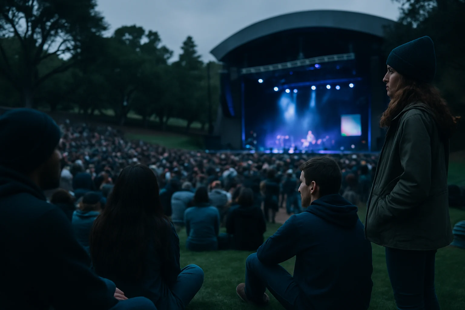 Frost Amphitheater outdoor venue at Stanford University where David Byrne performed in April 2026 during the Who Is The Sky tour
