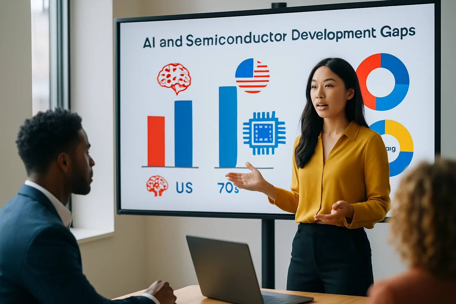 中美科技竞争对比图表显示两国在人工智能、半导体等领域的发展差距