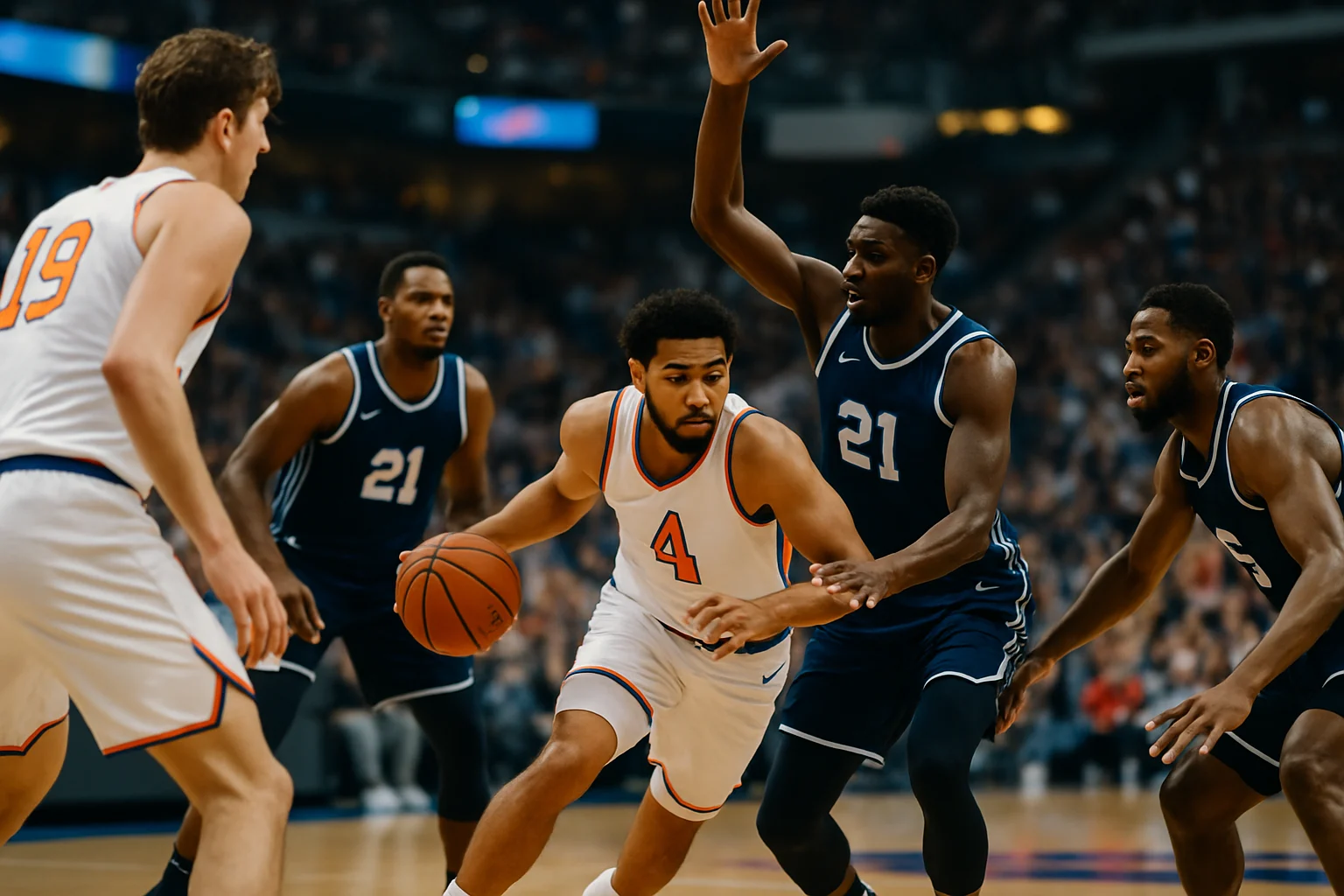 盧克·肯納德穿著湖人紫金10號球衣在三分線外準備接球出手