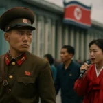 金正恩総書記が新型駆逐艦「崔賢」からのミサイル試射を視察する様子、