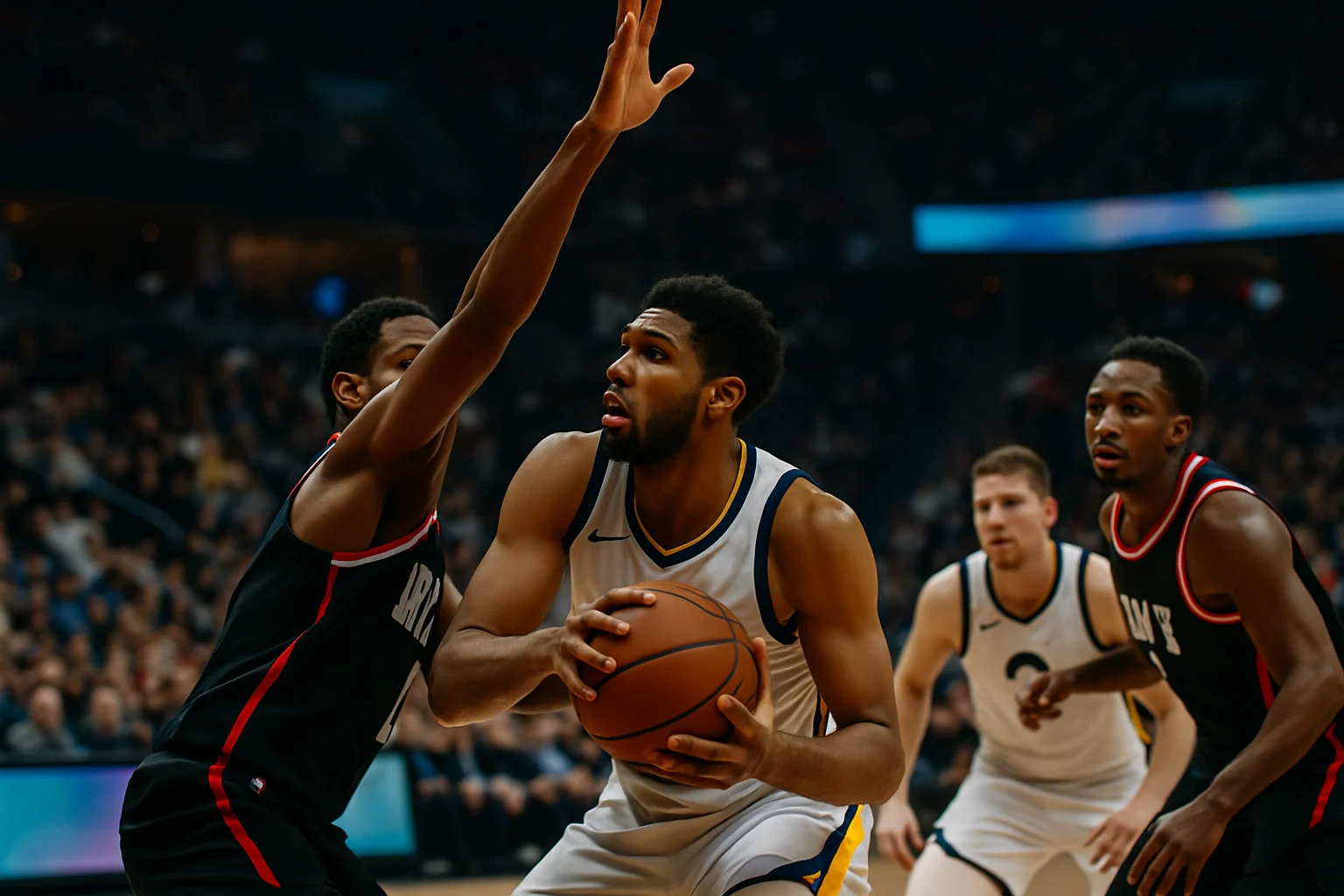Mitch Johnson spurs coach directing players from the sideline during a 2026 NBA playoff game at Frost Bank Center, San Antonio