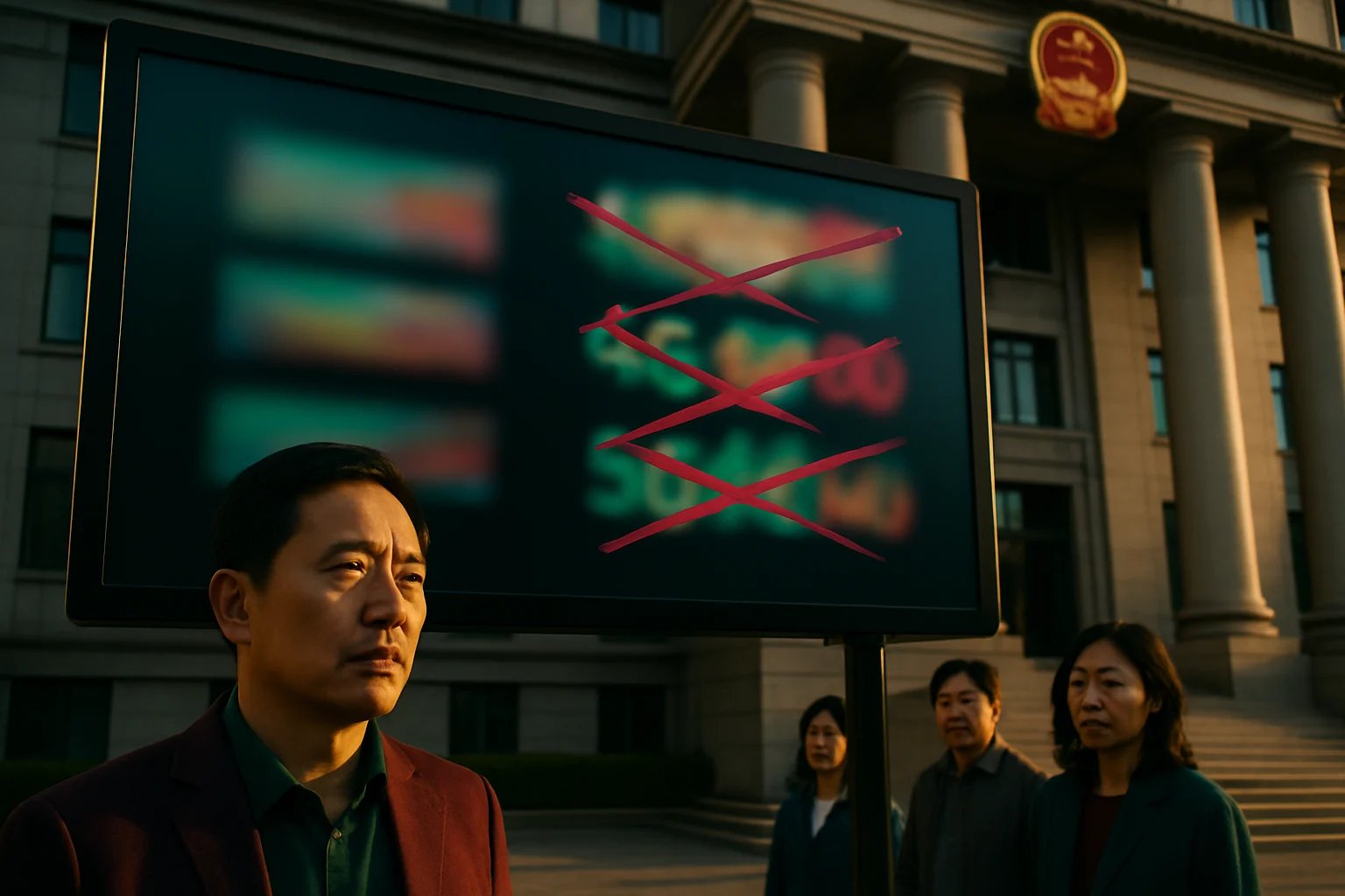 河南省政府大楼前的统计数据公示牌显示虚假投资数据