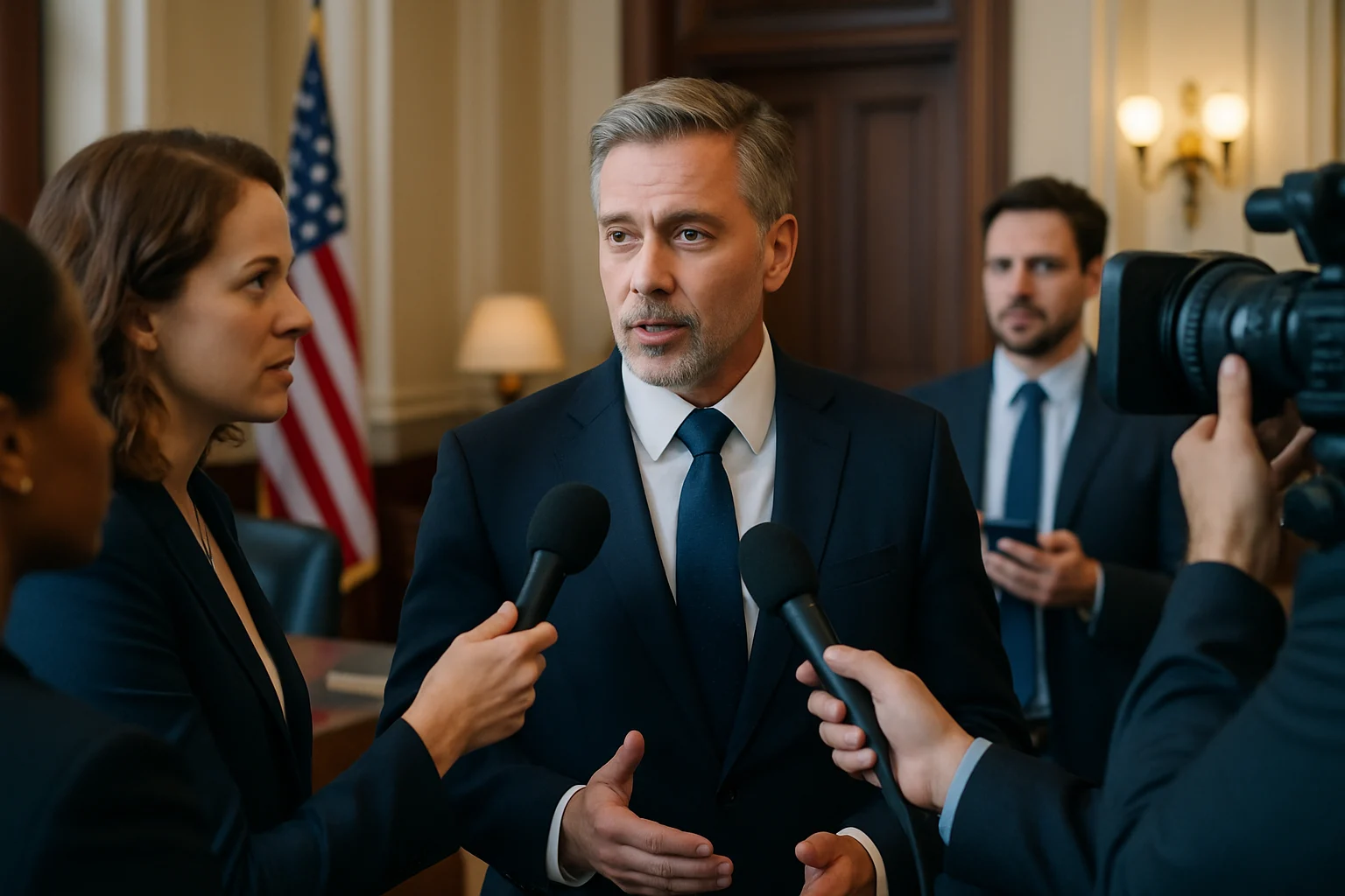 陳智菡在立法院黨團主任辦公室接受媒體採訪