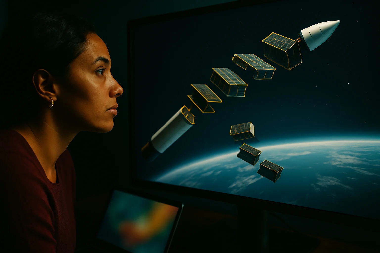 平板式卫星堆叠技术示意图和分离过程